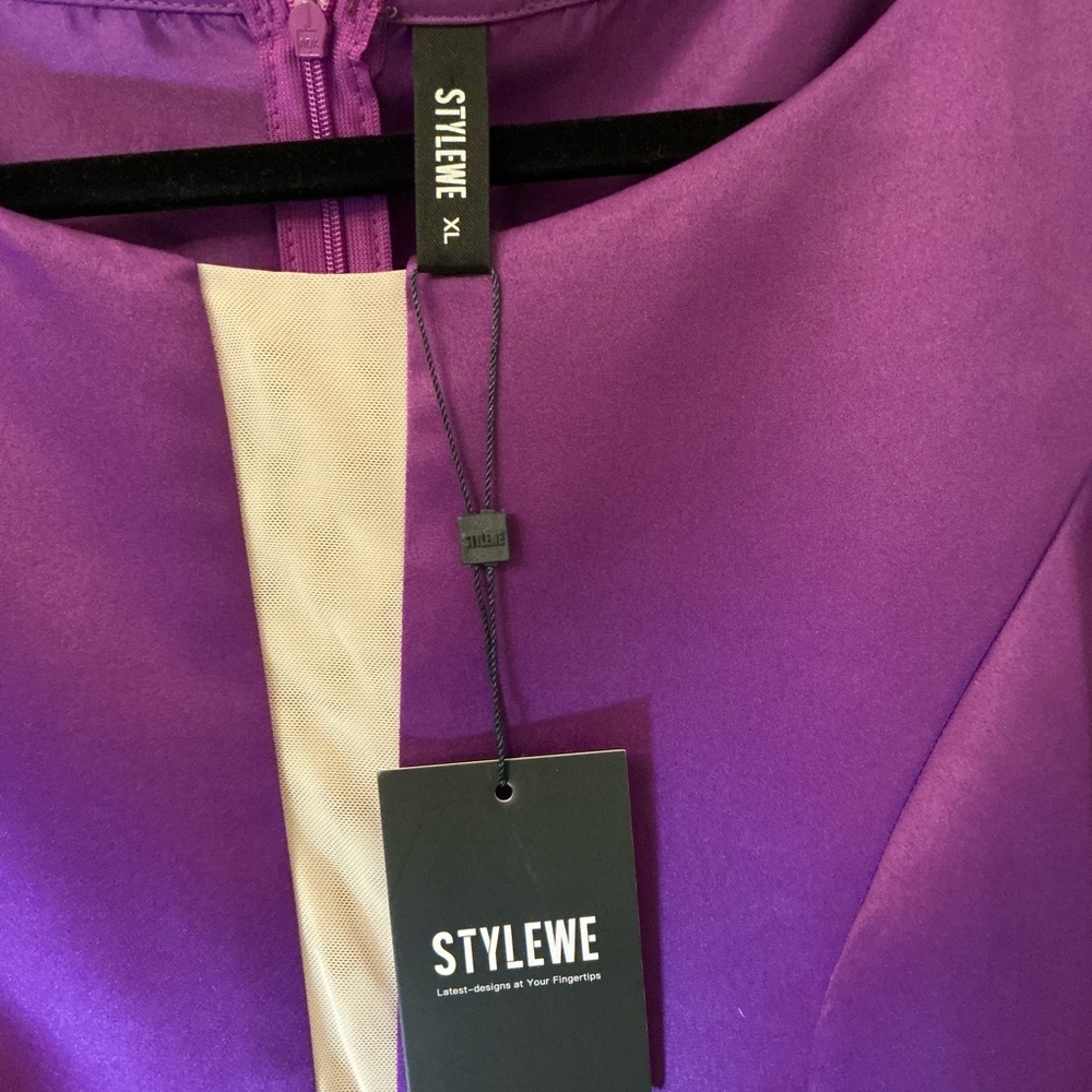 NWT STYLEWE Purple Dress with Cream Accent - Picture 4 of 5